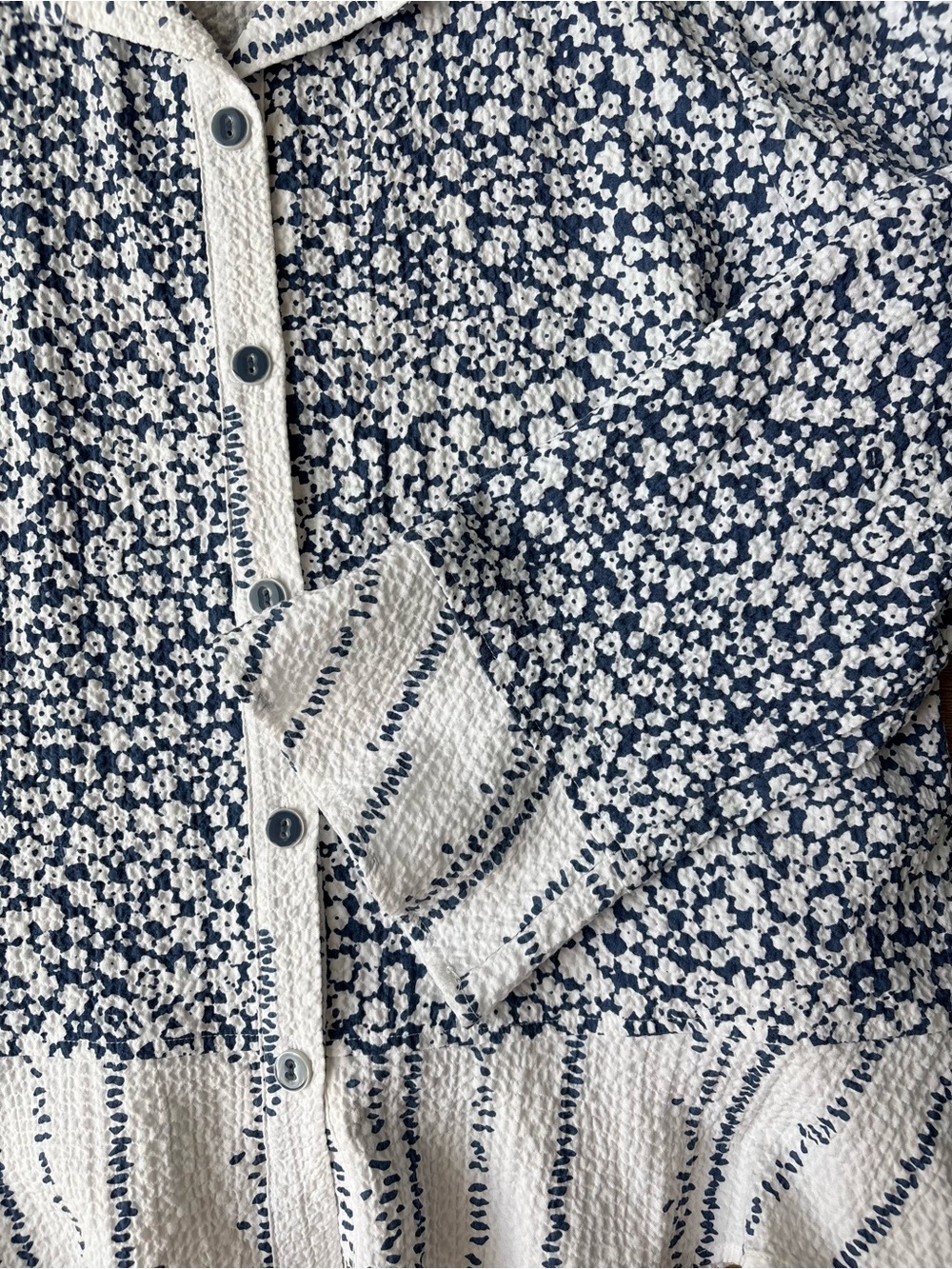 Habitat Navy and White Coastal Floral Long Sleeve Button Shirt. Size Large - Picture 4 of 12